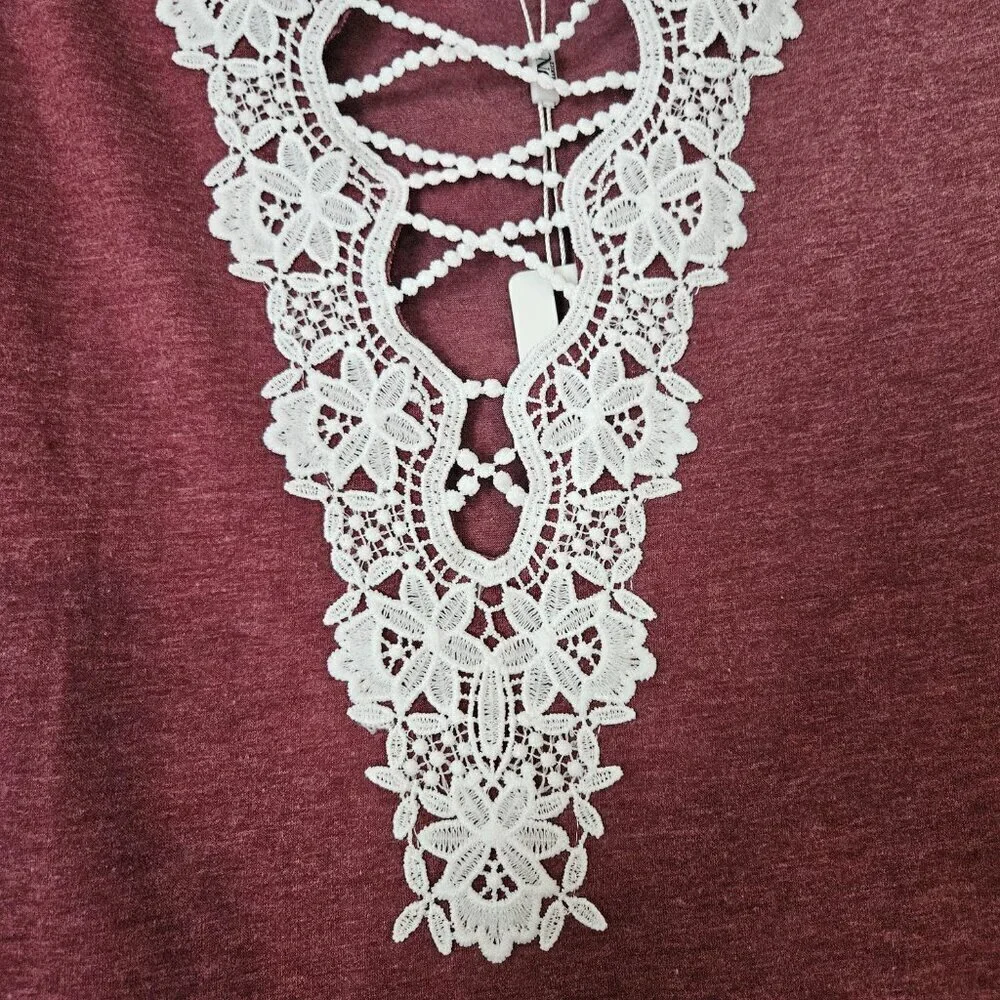 ULTRANICE Women's Top‎ Long Sleeve Front Lace around Neck L NWT